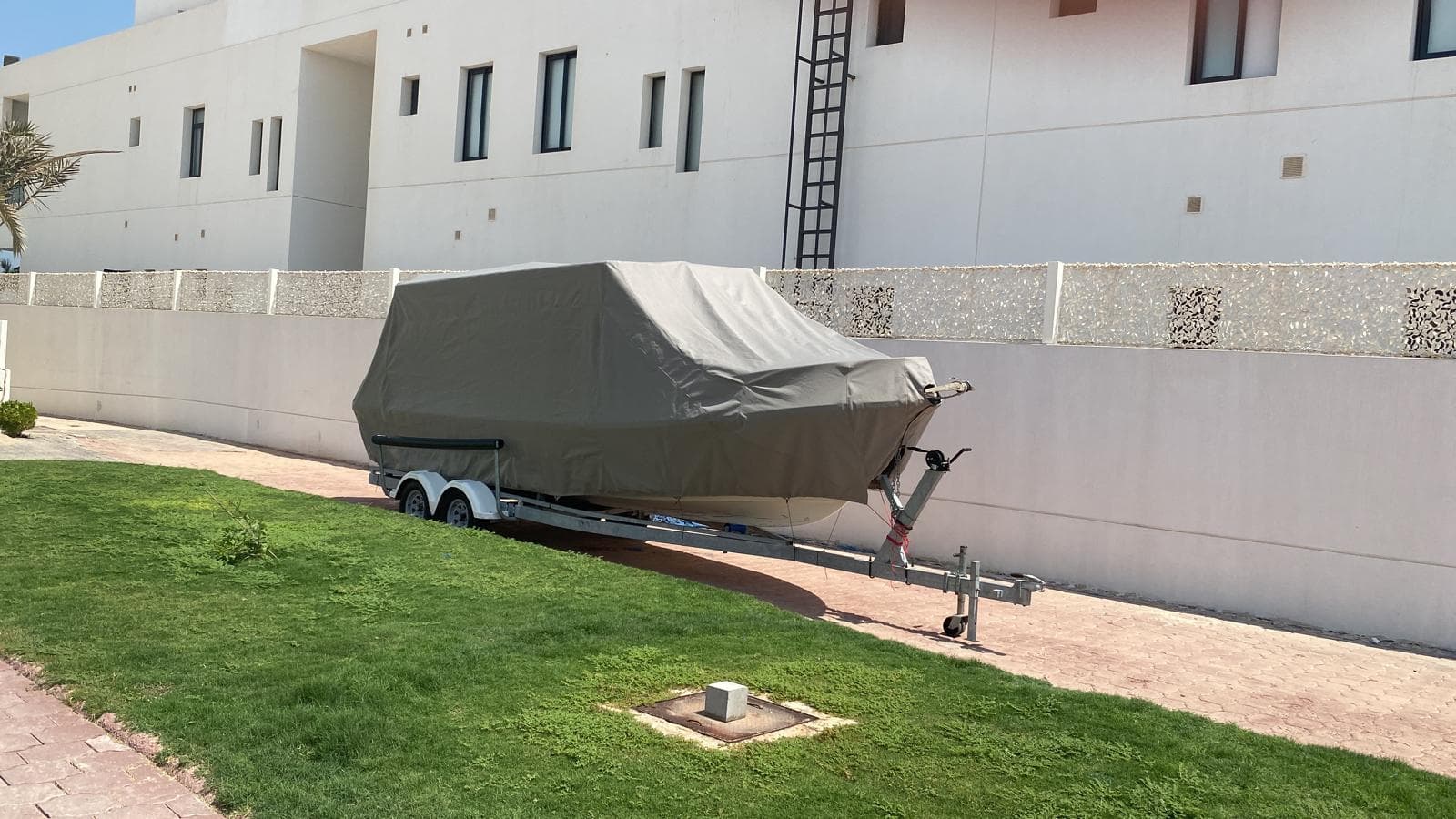 Marine cover fitted on a boat or ship