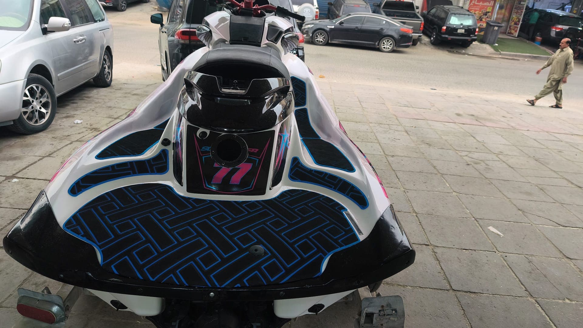 Full coverage Super Jet floor mat kit shown on a personal watercraft by Shakeel Marine in Kuwait