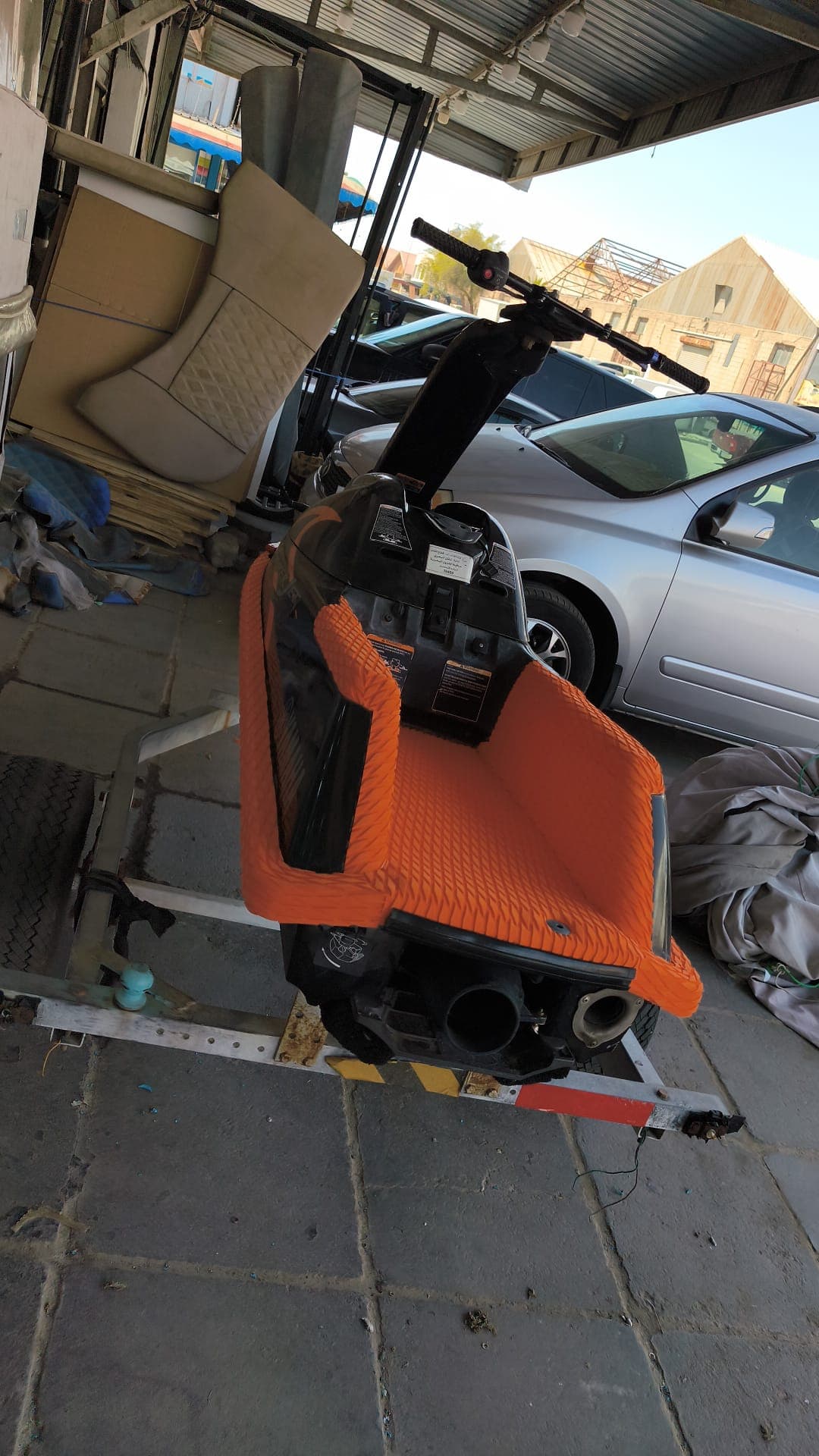 Marine floor mat fitted to a jet ski during final inspection by Shakeel Marine in Kuwait